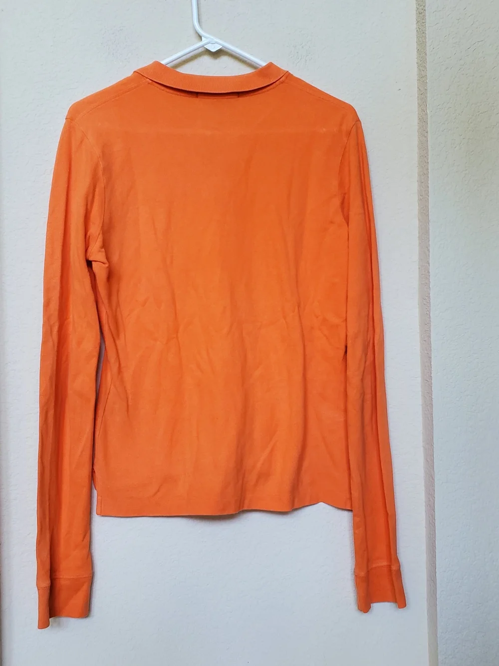 Ralph Lauren Boys Bright Orange Long-Sleeve  Skinny Polo.  Size Large